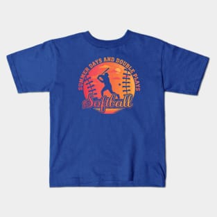 Summer Days and Double Plays Fastpitch Softball Summer Sunset Softball Player Mom Kids T-Shirt